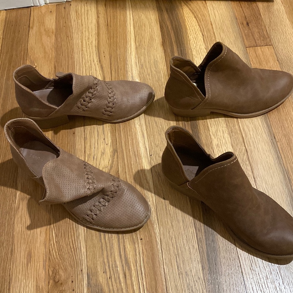 Target Booties - light tan 6 Dark Brown 6.5 - price is for both